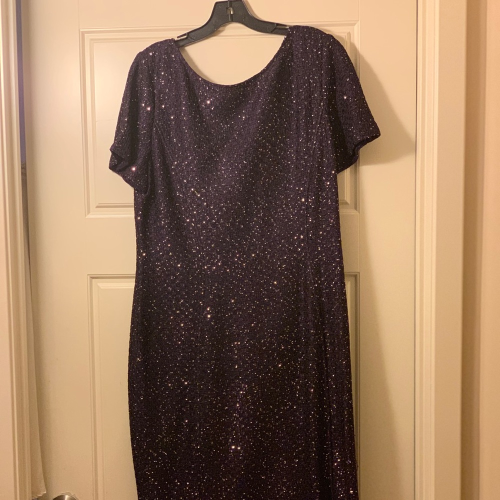 St. John Purple Sequin Knit Dress Sz 14